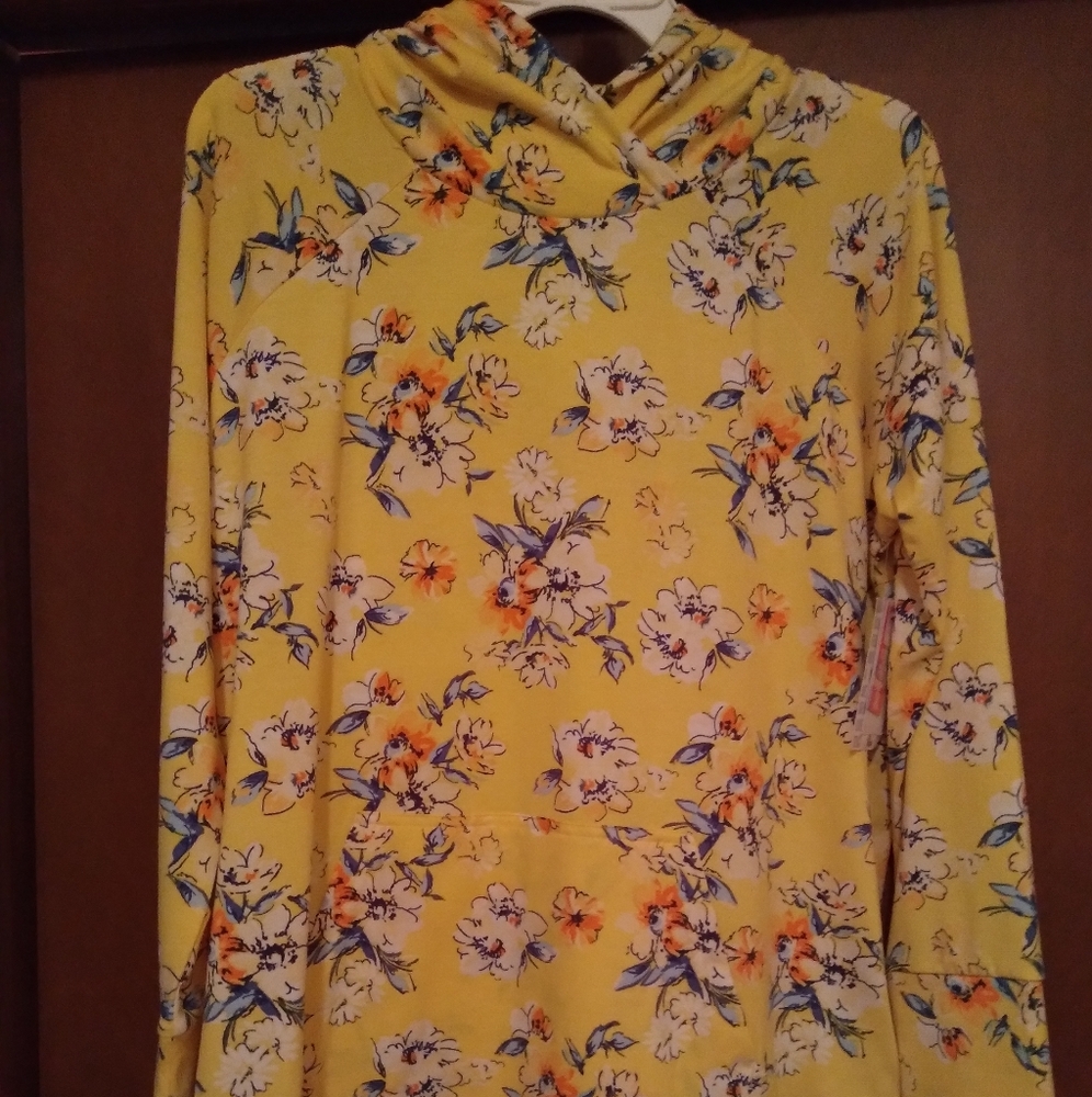 LulaRoe Large Yellow Floral Amber Hoodie